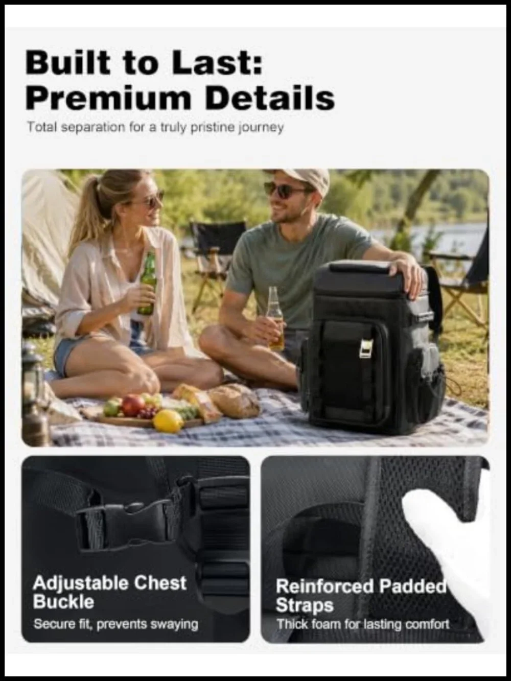 Large 40 Can Waterproof Insulated Leakproof Cooler Backpack for Camping Travel